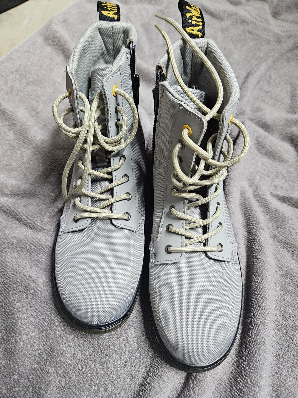 Dr. Martens Light Gray Canvas Lace-Up Zipper Ankle Combat Boots  Youth Size 4